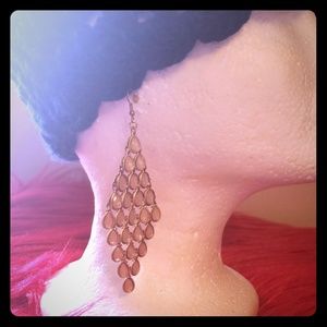 Peach and gold glass dangling earrings